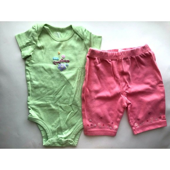 Girl's Size 3M 0-3 Months 2 Piece  Carter's Green So Precious Floral Top & Pants - Picture 1 of 8